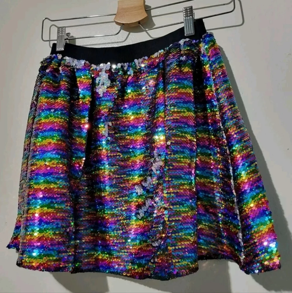 Vierra Rose Girl's Kate Reversible Sequins Skirt In Rainbow Size 12Y New